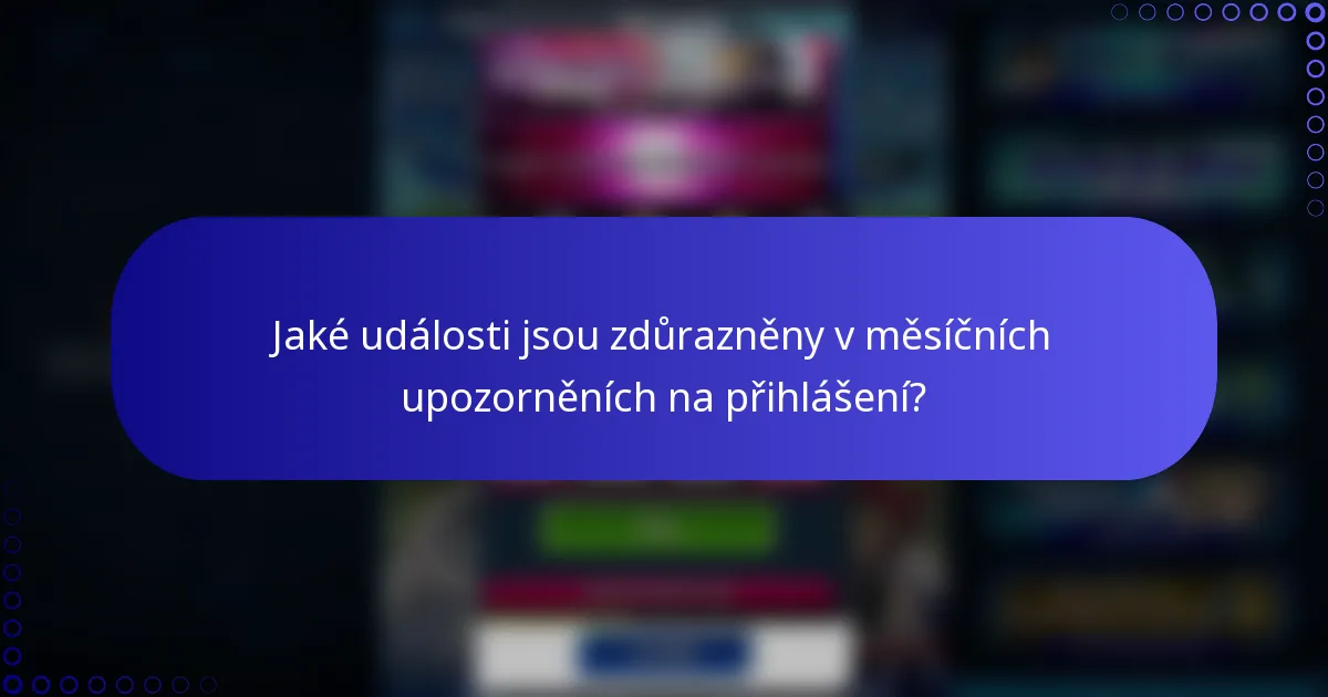 Jaké události jsou zdůrazněny v měsíčních upozorněních na přihlášení?